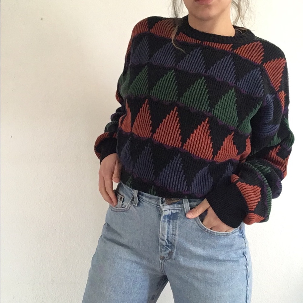 Vintage geometric abstract 80s 90s sweater